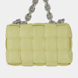 Bottega Veneta Lambskin Yellow Intrecciato Chain Cassette Shoulder Bag