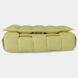 Bottega Veneta Lambskin Yellow Intrecciato Chain Cassette Shoulder Bag