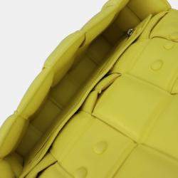 Bottega Veneta Lambskin Yellow Intrecciato Chain Cassette Shoulder Bag