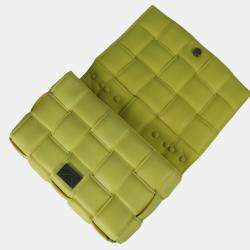 Bottega Veneta Lambskin Yellow Intrecciato Chain Cassette Shoulder Bag
