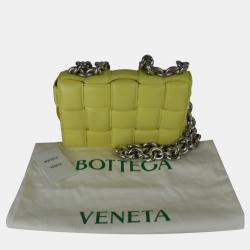 Bottega Veneta Lambskin Yellow Intrecciato Chain Cassette Shoulder Bag