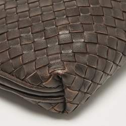 مملوكة مسبقًا Bottega Veneta Dark Brown Intrecciato Leather Leather Nodini Crossbody Bag