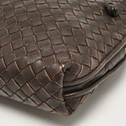 مملوكة مسبقًا Bottega Veneta Dark Brown Intrecciato Leather Leather Nodini Crossbody Bag