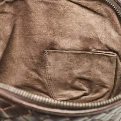 مملوكة مسبقًا Bottega Veneta Dark Brown Intrecciato Leather Leather Nodini Crossbody Bag