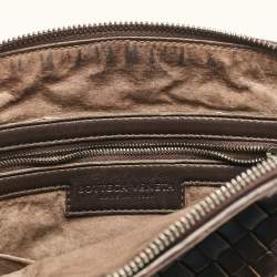 مملوكة مسبقًا Bottega Veneta Dark Brown Intrecciato Leather Leather Nodini Crossbody Bag