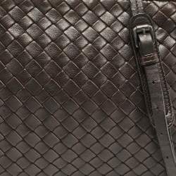 مملوكة مسبقًا Bottega Veneta Dark Brown Intrecciato Leather Leather Nodini Crossbody Bag