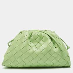 Pre Owned Bottega Veneta Green Intrecciato Leather Mini The Pouch Bag