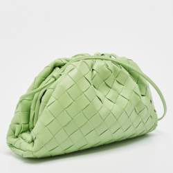 Pre Owned Bottega Veneta Green Intrecciato Leather Mini The Pouch Bag