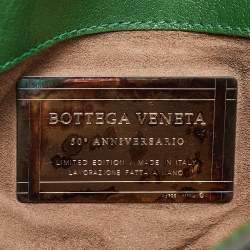 Pre Owned Bottega Veneta Two Tone Green Karung and Leather Embellished Irish Madras Shoulder Bag