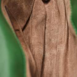 Pre Owned Bottega Veneta Two Tone Green Karung and Leather Embellished Irish Madras Shoulder Bag