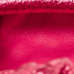 Pre Owned Bottega Veneta Metallic Pink Intrecciato Leather Mini The Pouch Bag