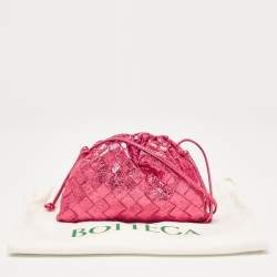 Pre Owned Bottega Veneta Metallic Pink Intrecciato Leather Mini The Pouch Bag