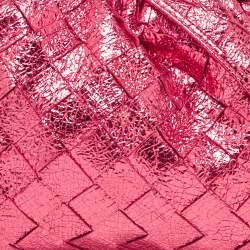 Pre Owned Bottega Veneta Metallic Pink Intrecciato Leather Mini The Pouch Bag