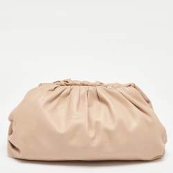 Pre Owned Bottega Veneta Beige Leather Classic Pouch Clutch