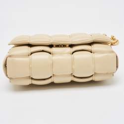 Bottega Veneta Beige Padded Leather Cassette Chain Shoulder Bag