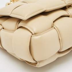 Bottega Veneta Beige Padded Leather Cassette Chain Shoulder Bag