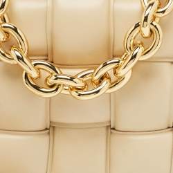 Bottega Veneta Beige Padded Leather Cassette Chain Shoulder Bag