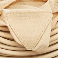 Pre Owned Bottega Veneta Beige Leather Mini Double Knot Hobo