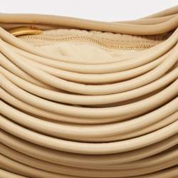 Pre Owned Bottega Veneta Beige Leather Mini Double Knot Hobo