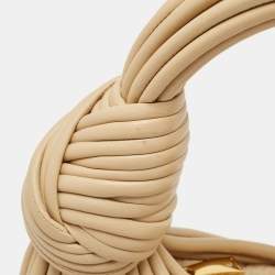 Pre Owned Bottega Veneta Beige Leather Mini Double Knot Hobo