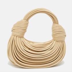 Pre Owned Bottega Veneta Beige Leather Mini Double Knot Hobo