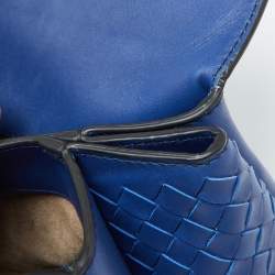 Pre Owned Bottega Veneta Blue Leather Small Piazza Top Handle Bag