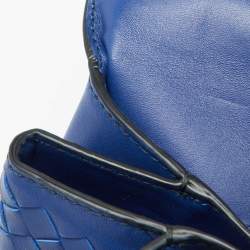 Pre Owned Bottega Veneta Blue Leather Small Piazza Top Handle Bag