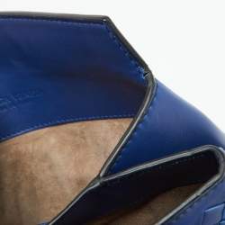 Pre Owned Bottega Veneta Blue Leather Small Piazza Top Handle Bag