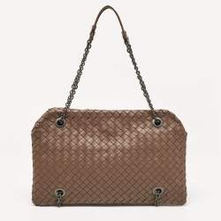 Bottega Veneta Brown Intrecciato Leather Duo Shoulder Bag