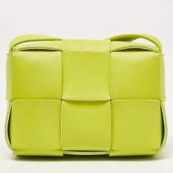 Bottega Veneta Neon Green Intrecciato Leather Mini Candy Cassette Crossbody Bag