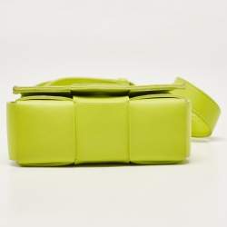 Bottega Veneta Neon Green Intrecciato Leather Mini Candy Cassette Crossbody Bag