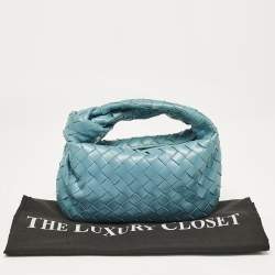 Bottega Veneta Teal Blue Intrecciato Leather Mini Jodie Hobo