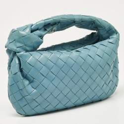 Bottega Veneta Teal Blue Intrecciato Leather Mini Jodie Hobo