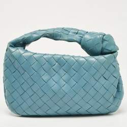 Bottega Veneta Teal Blue Intrecciato Leather Mini Jodie Hobo