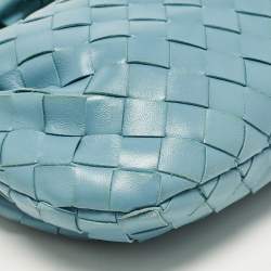 Bottega Veneta Teal Blue Intrecciato Leather Mini Jodie Hobo