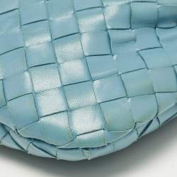 Bottega Veneta Teal Blue Intrecciato Leather Mini Jodie Hobo