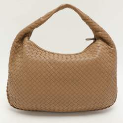 Pre Owned Bottega Veneta Beige Intrecciato Leather Small Hobo
