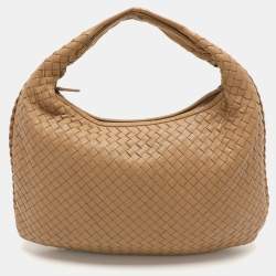 Pre Owned Bottega Veneta Beige Intrecciato Leather Small Hobo