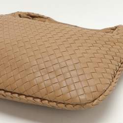 Pre Owned Bottega Veneta Beige Intrecciato Leather Small Hobo