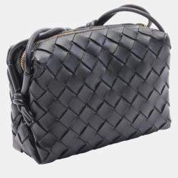 Bottega Veneta Black Leather Intrecciato Loop Camera Bag