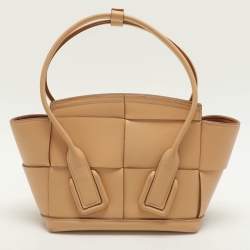 Bottega Veneta Beige Leather Mini Arco Top Handle Bag