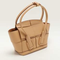 Bottega Veneta Beige Leather Mini Arco Top Handle Bag