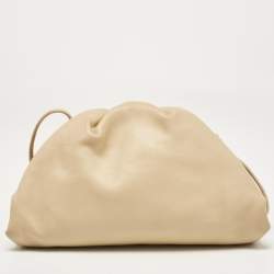 Pre Owned Bottega Veneta Cream Leather Mini The Pouch Bag
