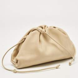 Pre Owned Bottega Veneta Cream Leather Mini The Pouch Bag