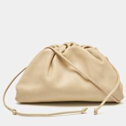 Pre Owned Bottega Veneta Cream Leather Mini The Pouch Bag