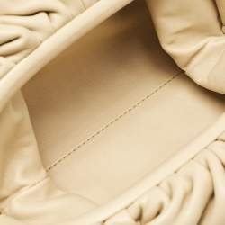 Pre Owned Bottega Veneta Cream Leather Mini The Pouch Bag