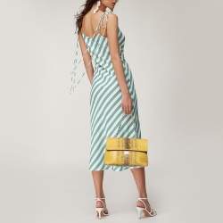 Bottega Veneta Yellow/Brown Intrecciato Leather and Watersnake Olimpia Shoulder Bag