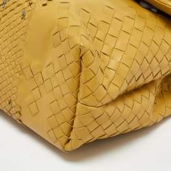 Bottega Veneta Yellow/Brown Intrecciato Leather and Watersnake Olimpia Shoulder Bag