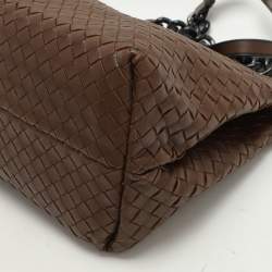 Bottega Veneta Brown/Black Intrecciato Leather and Karung Chain Tote
