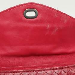 Pre Owned Bottega Veneta Red Intrecciato Karung Leather Clutch